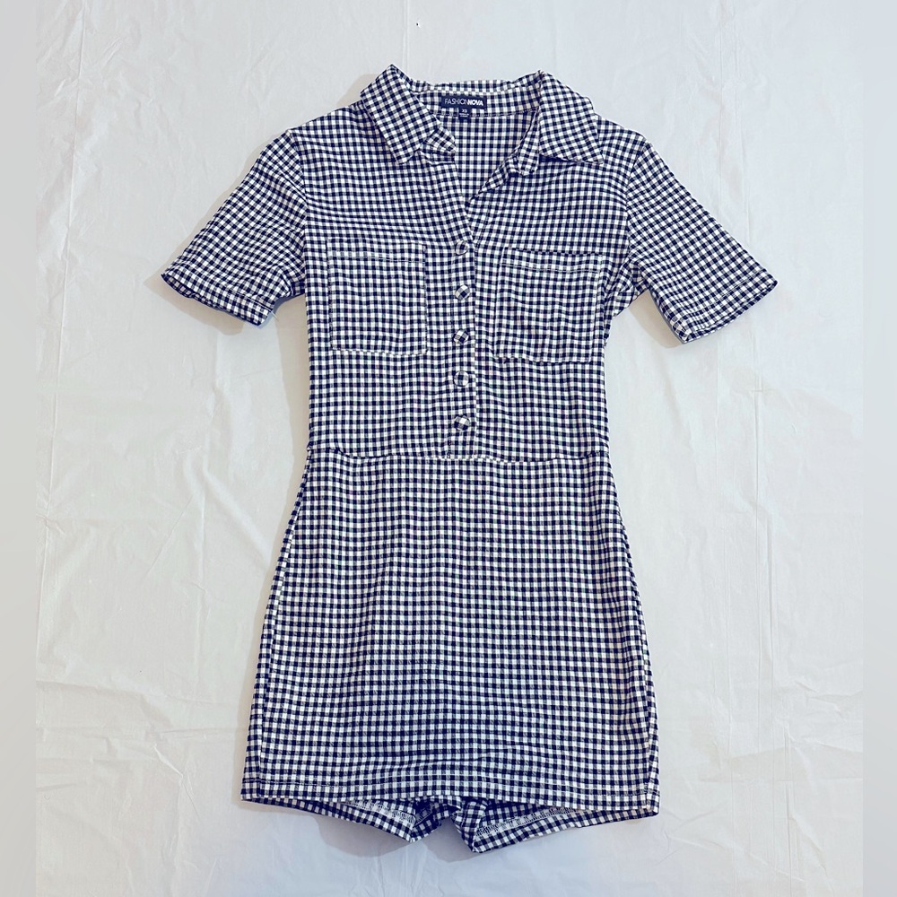 Fashion Nova Monochrome Checkered Romper
